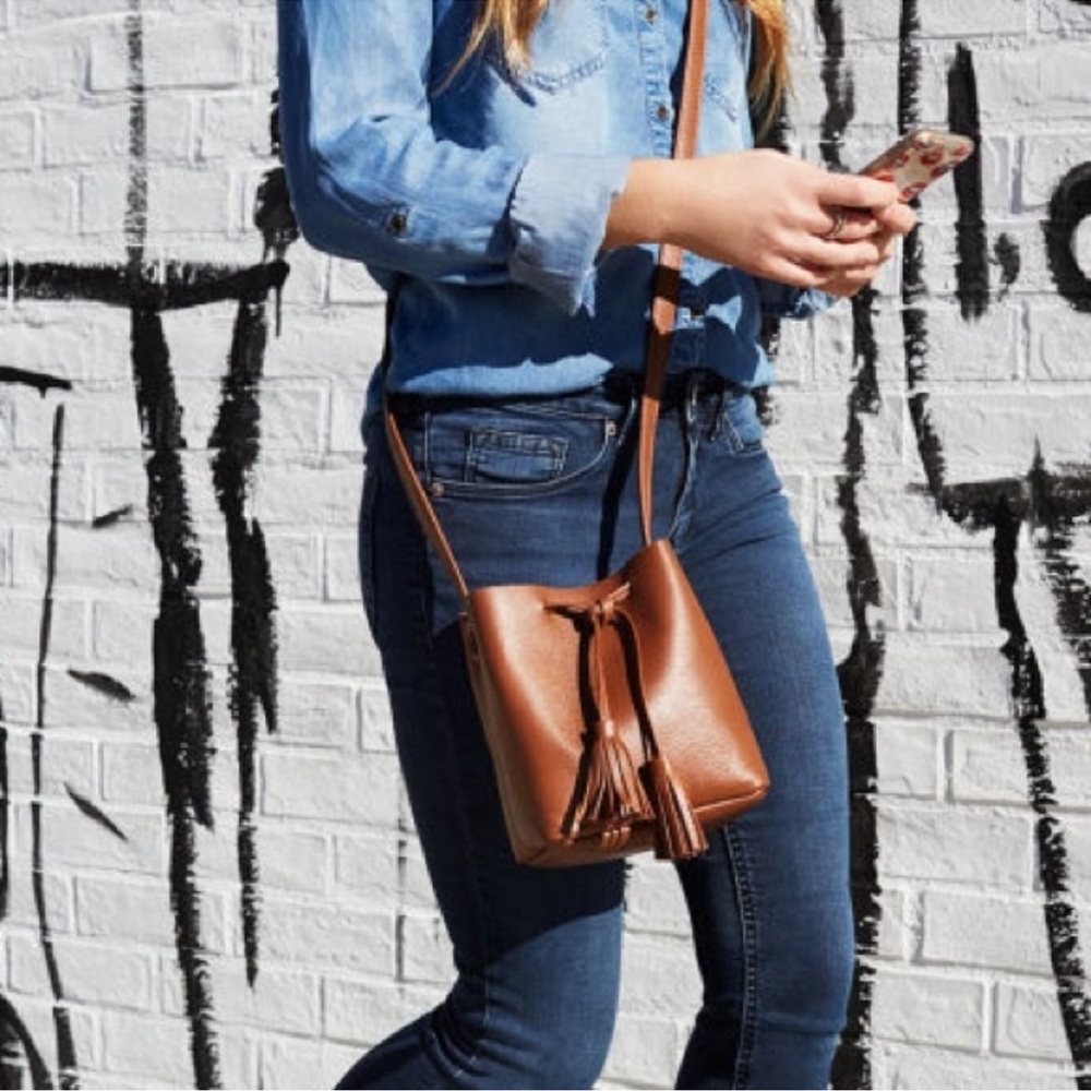Shaffer Los Angeles Brown Leather Bucket Bag